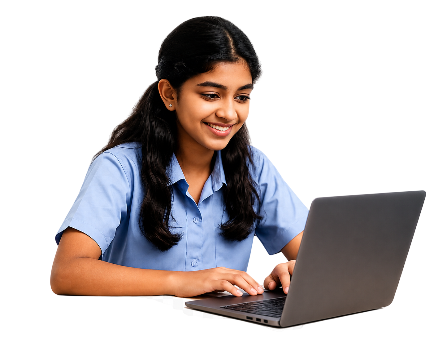 Student studying with laptop